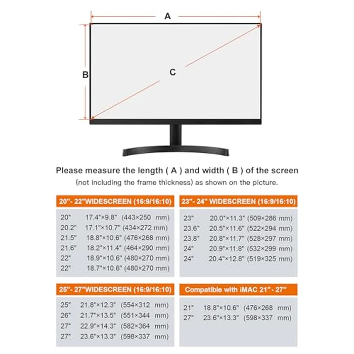 MOSISO 20-22 inch Computer Blue Light Blocking Screen Protector Anti-UV Eye Protection Filter Film Panel for Diagonal 20,21.5,22 inch 16:9 Widescreen Desktop PC LED Monitor(19.29 x 12.48 inch/L x W) by MOSISO - Image 8