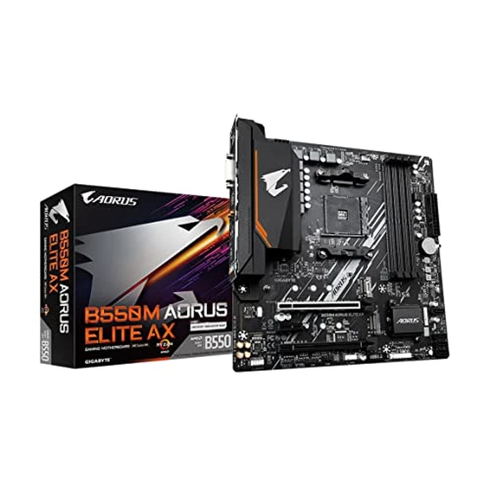 GIGABYTE B550M AORUS Elite AX (rev 1.3) AMD AM4 mATX Motherboard, Supports Ryzen 5000/4000/3000 Processors, DDR4, 5+3 Power Phase, 2X M.2, PCIe 4.0, USB 3.2, WIFI6E, GbE LAN, Q-Flash Plus, RGB Fusion by GIGABYTE - Used - Acceptable condition - US$94.07