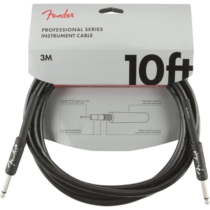 Fender Professional Series Instrument Cable, Guitar Cable 10 ft, Guitar Accessories, Stage Ready with Anti-Kinking Design, Black by Fender - Used - Acceptable condition