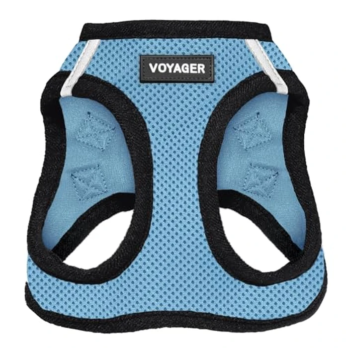 Best Pet Supplies Voyager Step-in Air Harness - All Weather Mesh, Reflective, No Pull Harness for Dogs, Cats - Secure with Hook & Loop Fastener, Buckle, Double D-Rings - Baby Blue/Black Trim, XL by Best Pet Supplies - Used - Very Good condition