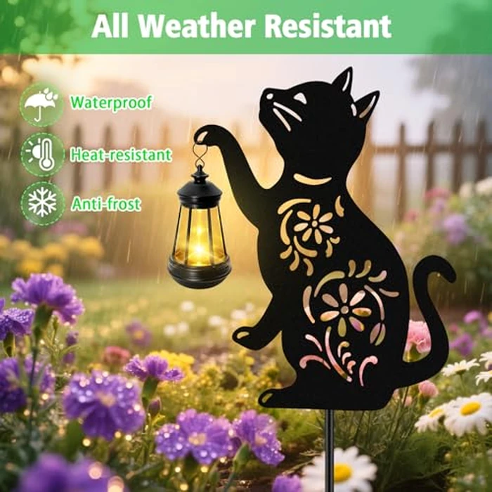 Solar Cat Hanging Lantern Outdoor, Black Cat Solar Lights, Cat Lover Gifts for Women Mom Grandma Birthday,Mother's Day,Waterproof Garden Ornaments Decor Outside Backyard,Patio,Pathway by yulloyello - Image 3