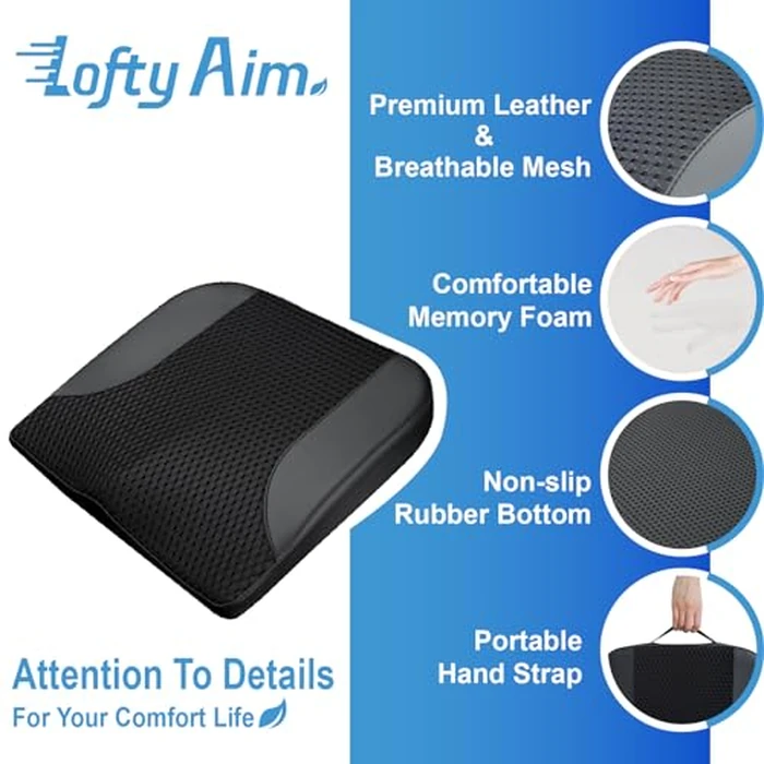 Lofty Aim Car Seat Cushion, Comfortable Memory Foam Seat Pillow for Driving, Sciatica-Back Pain Relief, Cushion for Car-Truck, Office, Wheelchair - Black by Lofty Aim - Image 6