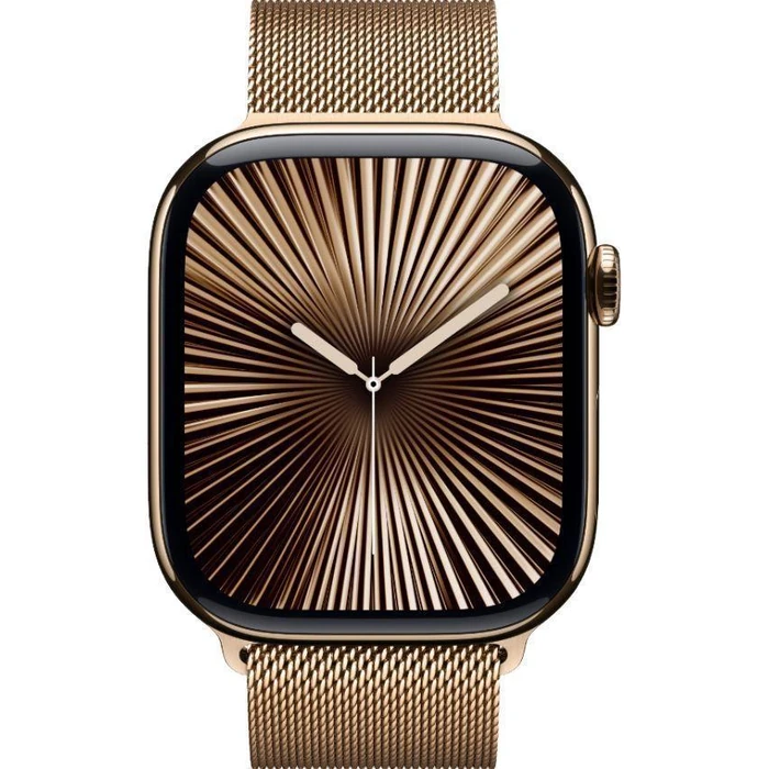 Apple Watch Series 10 (Cellular + GPS) - 64GB - 46mm - Gold Titanium Case with Gold Stainless Steel Milanese Loop Band - One Size by Apple - Refurbished - Good condition - US$354.94
