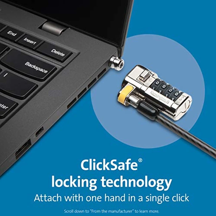 Kensington ClickSafe(R) Combination Laptop Lock for Wedge-Shaped Security Slot (K67936WW), Black by Kensington - Image 2