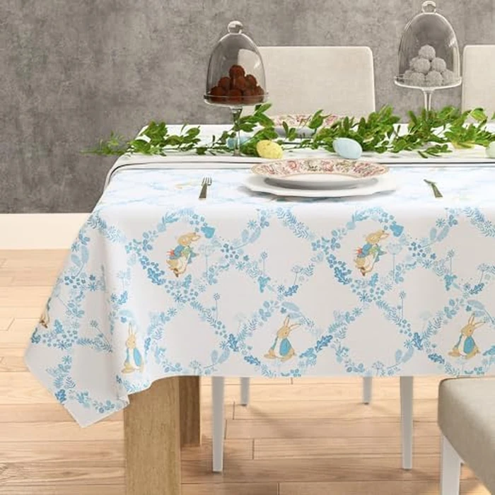 Peter Rabbit Book Tablecloth 60 x 84 Inch Rectangle, Easter & Spring Table Cover for Dining Room, Tea Party & Entertaining, Woven Fabric, (100% Officially Licensed Product) by Franco Heritage by Franco - Image 1