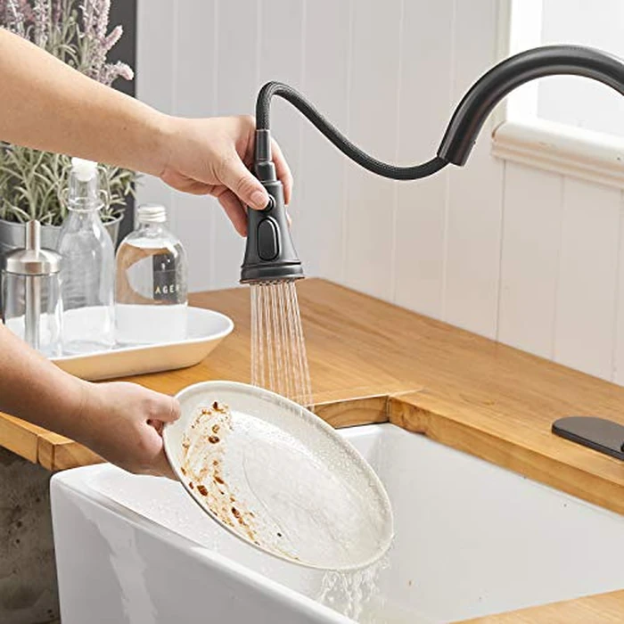 BATHFINESSE Kitchen Faucet, Oil Rubbed Bronze Finish, 360 Degree Swivel, 20-Inch Retractable Hose, Easy to Install, 1-Hole Mount by Bathfinesse - Image 4