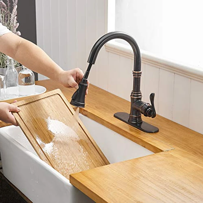 BATHFINESSE Kitchen Faucet, Oil Rubbed Bronze Finish, 360 Degree Swivel, 20-Inch Retractable Hose, Easy to Install, 1-Hole Mount by Bathfinesse - Image 5