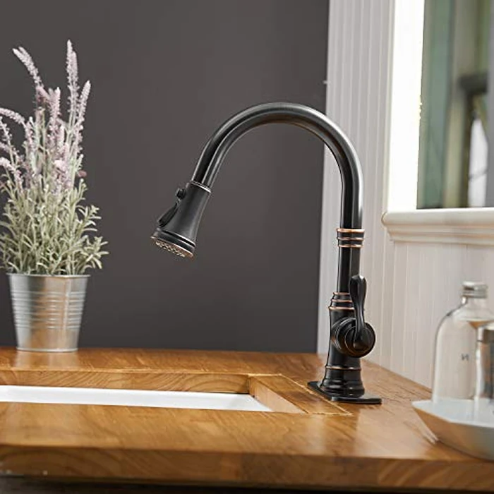 BATHFINESSE Kitchen Faucet, Oil Rubbed Bronze Finish, 360 Degree Swivel, 20-Inch Retractable Hose, Easy to Install, 1-Hole Mount by Bathfinesse - Image 8