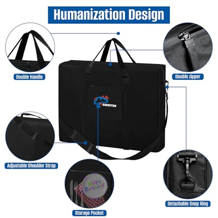SIRUITON Folding Table Storage Bag, Portable 600D WaterProof Carry Bag for Folding Picnic/Camp Tables with Reinforcing Plate & Shoulder Strap, 36" D x 30" W x4.7 H Fits 6FT Folding Tables（Bag Only） by SIRUITON - Image 2