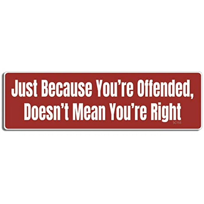 Gear Tatz - Just Because You're Offended, Doesn't Mean You're Right - Conservative,Political - Bumper Sticker - 25cm X 8cm - For: adults,Republicans,cars,trucks - Professionally Made Vinyl Decal by Gear Tatz - Used - Very Good condition - CA$4.77