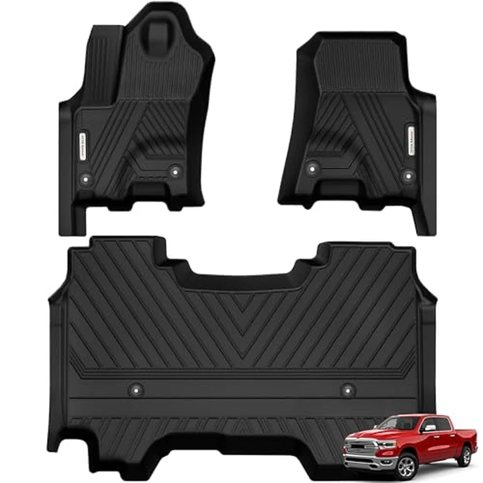 YITAMOTOR Floor Mats Fit for 2025-2026 RAM 1500 Crew Cab w/o Rear Under-Seat Storage Bucket Seat, All Weather TPE Custom Fit Waterproof Floor Liners for RAM 1500 Accessories 1st & 2nd Row, Black by YITAMOTOR - Used - Very Good condition - US$89.09