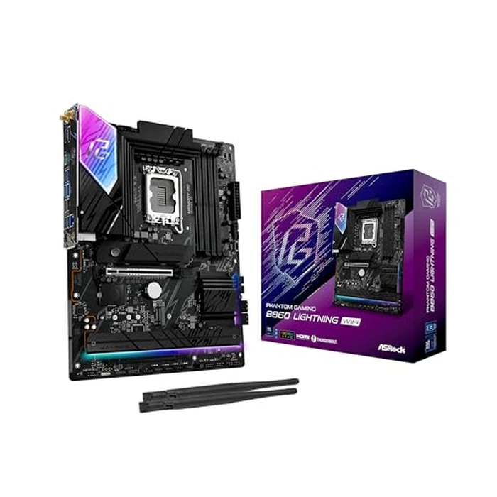 ASRock Phantom Gaming B860 Lightning WiFi 6E Intel Core Ultra LGA1851 DDR5 8933 MHz 256GB M.2 ATX Motherboard Thunderbolt SATA3 6.0 Gb/s PCIe 5.0 by ASRock - Used - Acceptable condition - US$117.02
