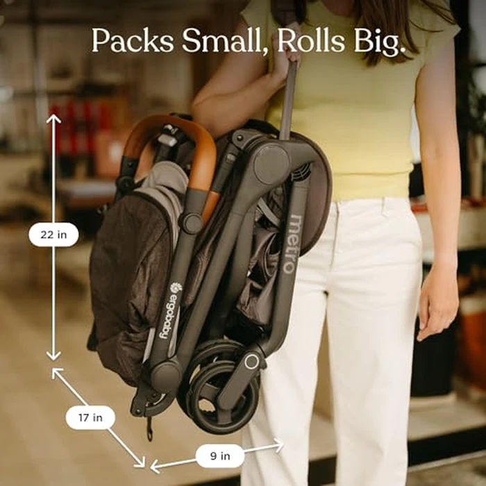 Ergobaby Metro 3 Deluxe Baby Stroller for Newborns, Infants, and Toddlers - Travel Stroller with One-Hand Fold, Near-Flat Recline, Adjustable Handlebar -Jet Black by Ergobaby - Image 7