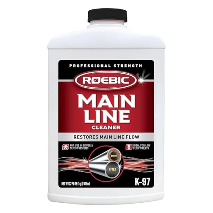 Roebic K-97 Liquid Main Line Cleaner with Bacteria Enzymes, Eliminates Organic Buildup in Sewer/Septic System and Protects from Clogs, Safe for Bathroom Toilet, 32 fl oz by Roebic - Used - Like New condition - US$9.42