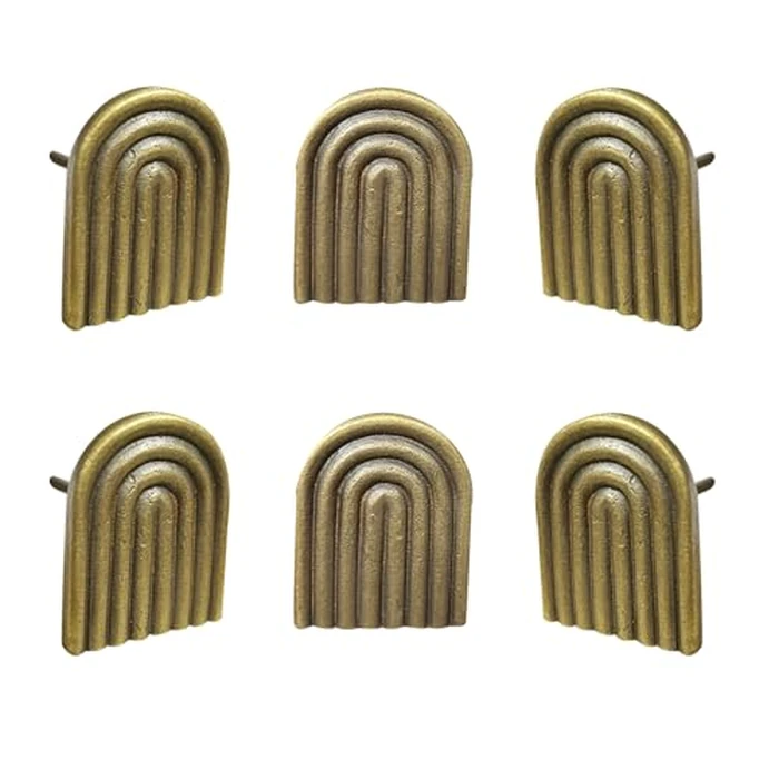 Perilla Home Set of 6 Decorative Ribbed U Shape Metal Knobs for Room Kitchen Cabinet Hardware Cupboard Door Knobs Dresser Wardrobe and Drawer Pulls (Antique Gold) by Perilla Home - Used - Like New condition - US$18.05