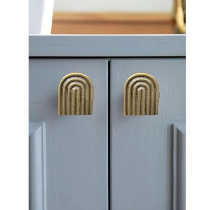 Perilla Home Set of 6 Decorative Ribbed U Shape Metal Knobs for Room Kitchen Cabinet Hardware Cupboard Door Knobs Dresser Wardrobe and Drawer Pulls (Antique Gold) by Perilla Home - Image 3