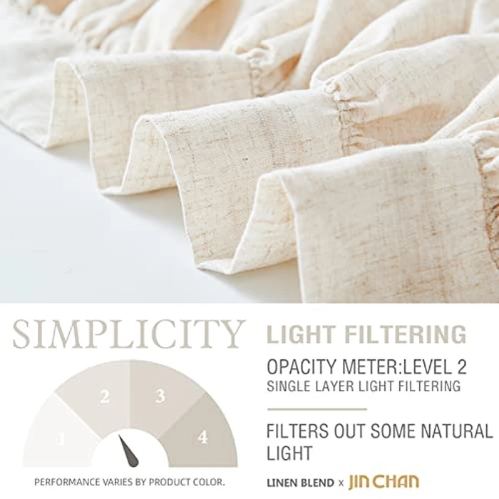 jinchan Ruffled Valance Curtain Linen Kitchen Window Valance for Living Room Bedroom 18 Inch Farmhouse Cottage Shabbychic Style Light Filtering Small Window Treatment 1 Panel Crude by jinchan - Image 5