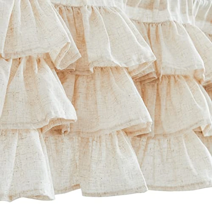 jinchan Ruffled Valance Curtain Linen Kitchen Window Valance for Living Room Bedroom 18 Inch Farmhouse Cottage Shabbychic Style Light Filtering Small Window Treatment 1 Panel Crude by jinchan - Image 6