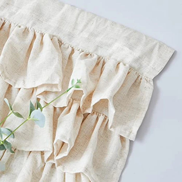 jinchan Ruffled Valance Curtain Linen Kitchen Window Valance for Living Room Bedroom 18 Inch Farmhouse Cottage Shabbychic Style Light Filtering Small Window Treatment 1 Panel Crude by jinchan - Image 9