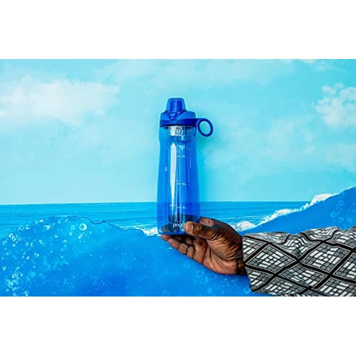 Pogo 32oz Plastic Water Bottle with Chug Lid and Carry Handle, Reusable, BPA Free, Dishwasher Safe, Perfect for Travel, School, Outdoors, and Gym, Blue by pogo - Image 2