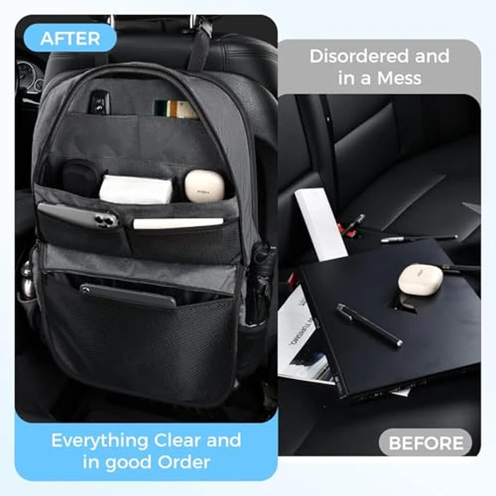 Coverado Backseat Car Organizer, Heavy-Duty Durable Dual-Way Use Car Back Seat Organizer Waterproof with Reinforced Pockets, Zipper Closure Design, Protect Valuables from Spills, Keeps Car Tidy by Coverado - Image 6