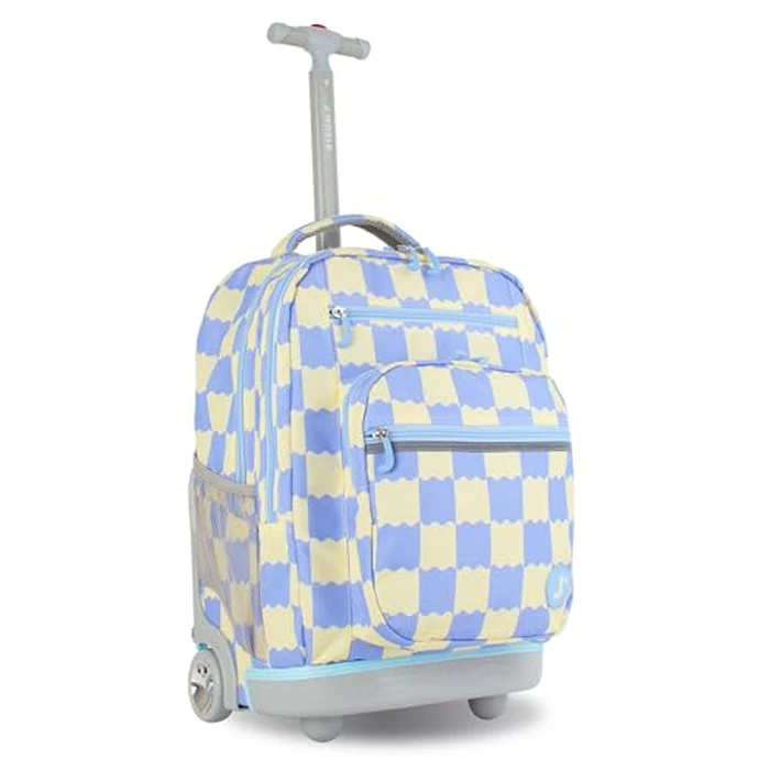 J World Sundance Laptop Rolling Backpack for Girls Boys. Roller Bookbag with Wheels, Wiggle Blue by J World New York - Used - Like New condition