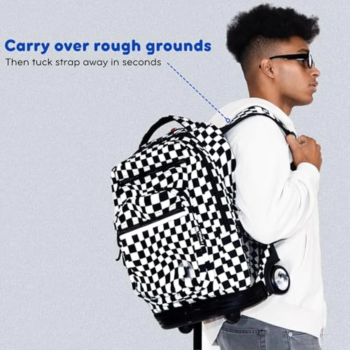 J World Sundance Laptop Rolling Backpack for Girls Boys. Roller Bookbag with Wheels, Wiggle Blue by J World New York - Image 3