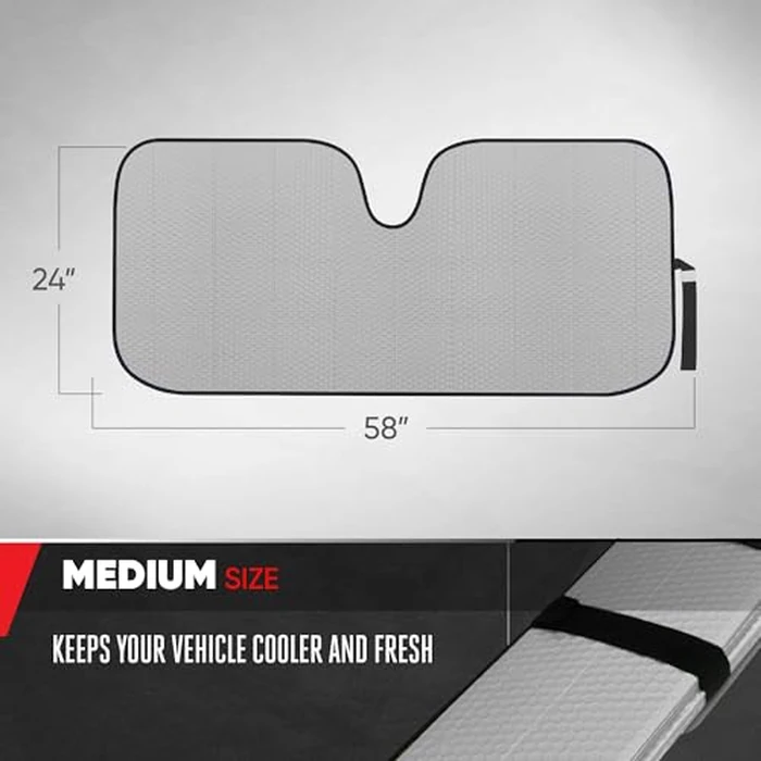 Motor Trend Front Windshield Sun Shade - Accordion Folding Auto Sunshade for Car Truck SUV - Blocks UV Rays Sun Visor Protector - Keeps Your Vehicle Cool - 58 x 24 Inch (Gray) by Motor Trend - Image 3