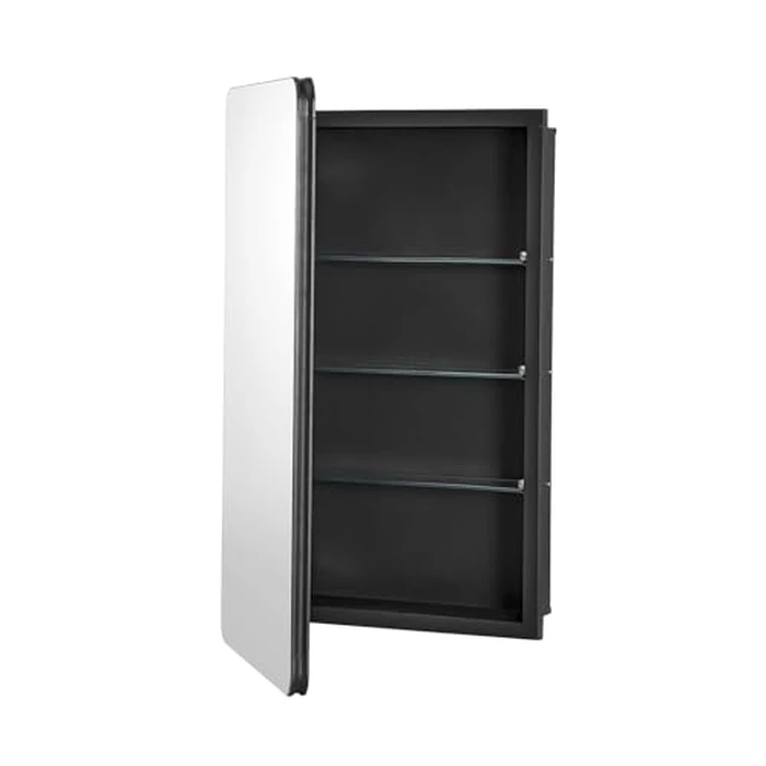 VEVOR Medicine Cabinet, 16.5 x 27.5 inch, Medicine Cabinet for Bathroom with Mirror, Aluminum Frame Bathroom Wall Cabinet, 3-Layer Adjustable Shelves, Recessed & Wall-Mounted Installation by VEVOR - Used - Very Good condition - CA$108.02