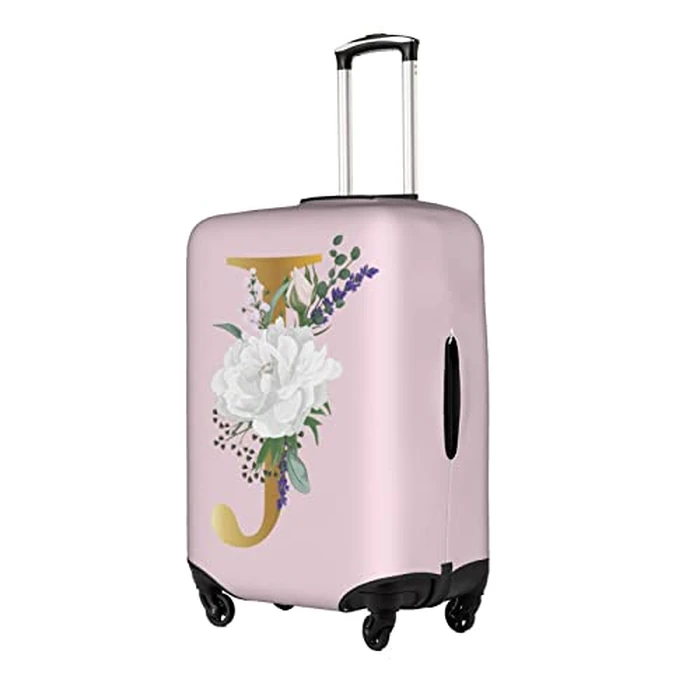 Flower Lette J Pink Luggage Cover Elastic Washable Stretch Suitcase Protector Anti-Scratch Travel Suitcase Cover for Kid and Adult L (25-28 inch suitcase) by Generic - Image 2