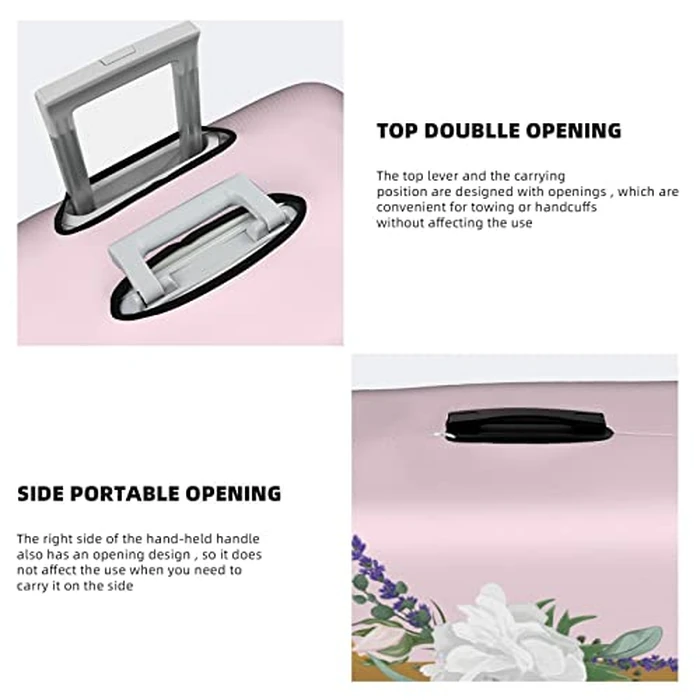 Flower Lette J Pink Luggage Cover Elastic Washable Stretch Suitcase Protector Anti-Scratch Travel Suitcase Cover for Kid and Adult L (25-28 inch suitcase) by Generic - Image 4