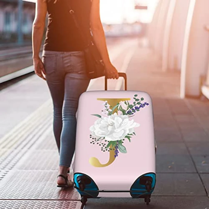 Flower Lette J Pink Luggage Cover Elastic Washable Stretch Suitcase Protector Anti-Scratch Travel Suitcase Cover for Kid and Adult L (25-28 inch suitcase) by Generic - Image 7