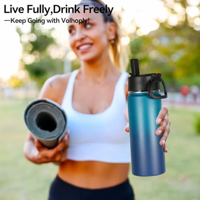 Volhoply 18oz Insulated Water Bottle Bulk 4 Pack,Kids Stainless Steel Water Bottles with Straw,Double Wall Vacuum Reusable Metal Bottle,Wide Mouth Sports Flask for Cold Drink(Assorted,4 Set) by Volhoply - Image 7