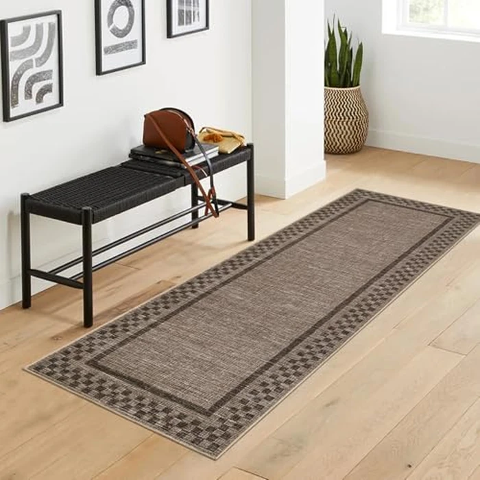 GarveeHome Runner Rug 2x8 for Kitchen Non Slip Washable Hallway Runner Rugs Modern Bordered Bathroom Throw Mat Soft Non Shedding Checkered Runners Geometric Area Rug for Bedside Living Room by GarveeHome - Image 8