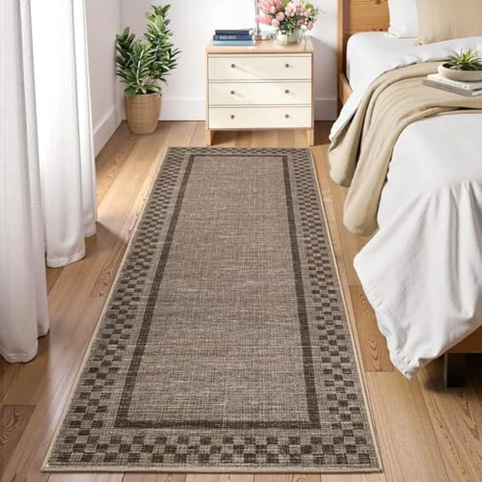 GarveeHome Runner Rug 2x8 for Kitchen Non Slip Washable Hallway Runner Rugs Modern Bordered Bathroom Throw Mat Soft Non Shedding Checkered Runners Geometric Area Rug for Bedside Living Room by GarveeHome - Image 9