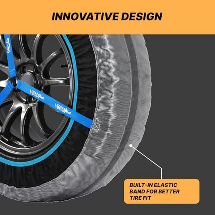 Snow Socks for Tires, Elastic Tire Socks for Passenger Cars, Sedan, SUVs, Alternative for Tire Snow Chain, Snow Traction Device, Winter Emergency Accessory, Set of 2 (HPM-110) by HILLCLYM - Image 4