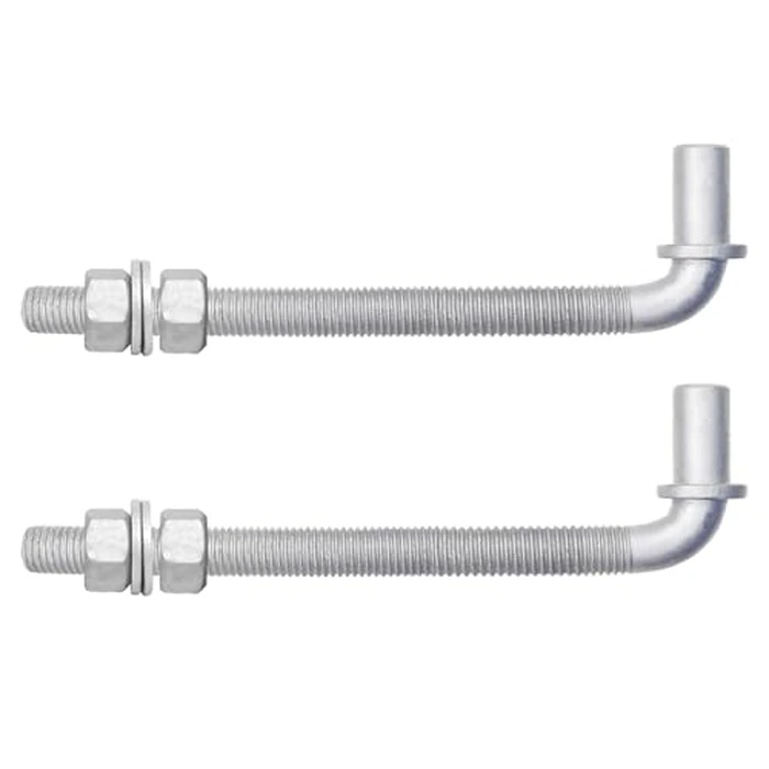[Pack of 2] 8" J-Bolt Chain Link Fence Gate Hinge, Galvanized Steel J-Bolt Post Hinge with 5/8" Male Hinge Pin, Nuts & Washers Included. by ADLMPW - Used - Acceptable condition - US$9.59