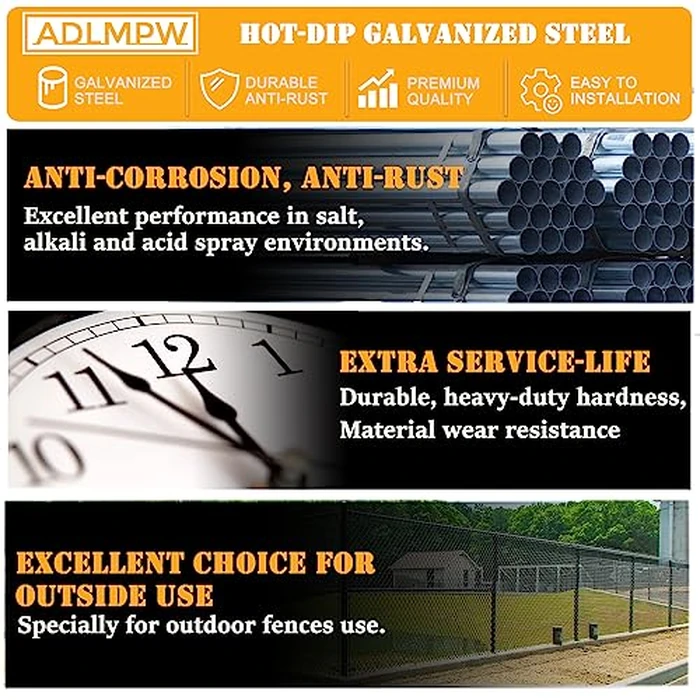 [Pack of 2] 8" J-Bolt Chain Link Fence Gate Hinge, Galvanized Steel J-Bolt Post Hinge with 5/8" Male Hinge Pin, Nuts & Washers Included. by ADLMPW - Image 4