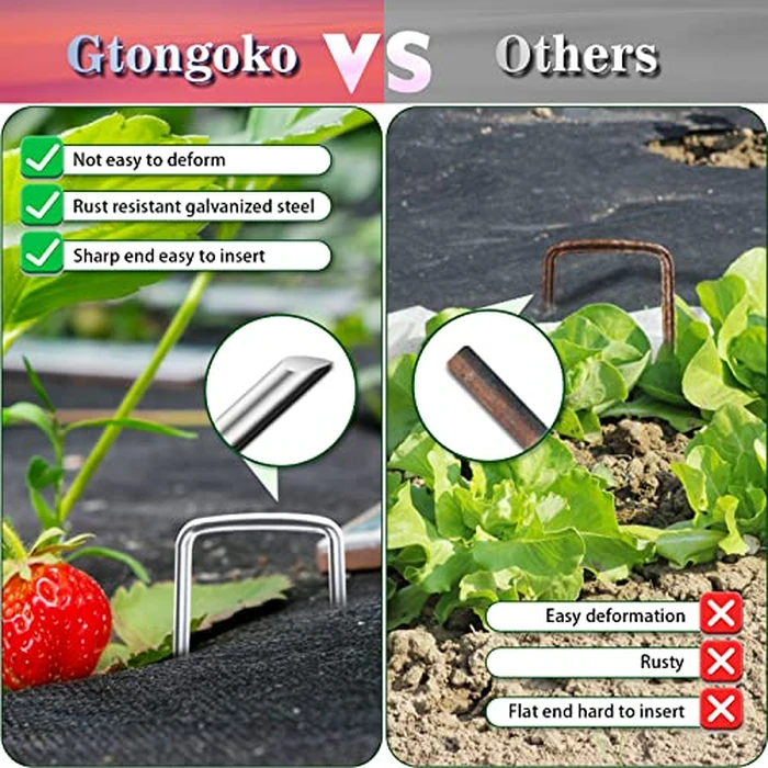 Gtongoko 120 Pack Galvanized Landscape Staples Plant Cover Stakes 6 Inch 11 Gauge Lawn Staples Fence Stakes Ground Stakes for Landscaping Securing Weed Barrier Fabric, Decoration by Gtongoko - Image 4