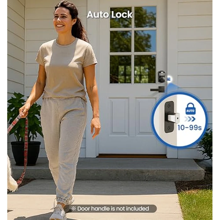 Veise KS02A Fingerprint Keyless Entry Door Lock, Auto Lock, Electronic Keypad Deadbolt for Front Door, Biometric, Anti-Peeping Password, Easy Install, Matte Black by Veise - Image 6