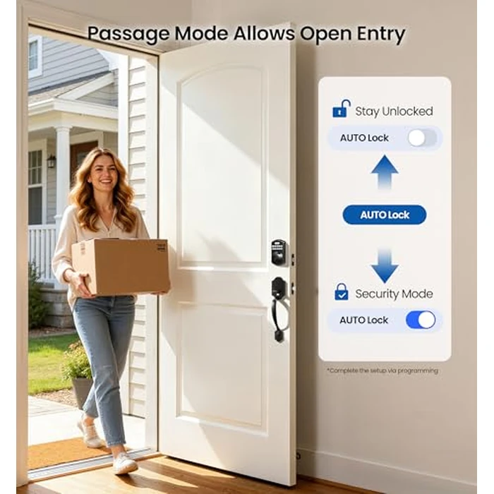 Veise KS02A Fingerprint Keyless Entry Door Lock, Auto Lock, Electronic Keypad Deadbolt for Front Door, Biometric, Anti-Peeping Password, Easy Install, Matte Black by Veise - Image 7