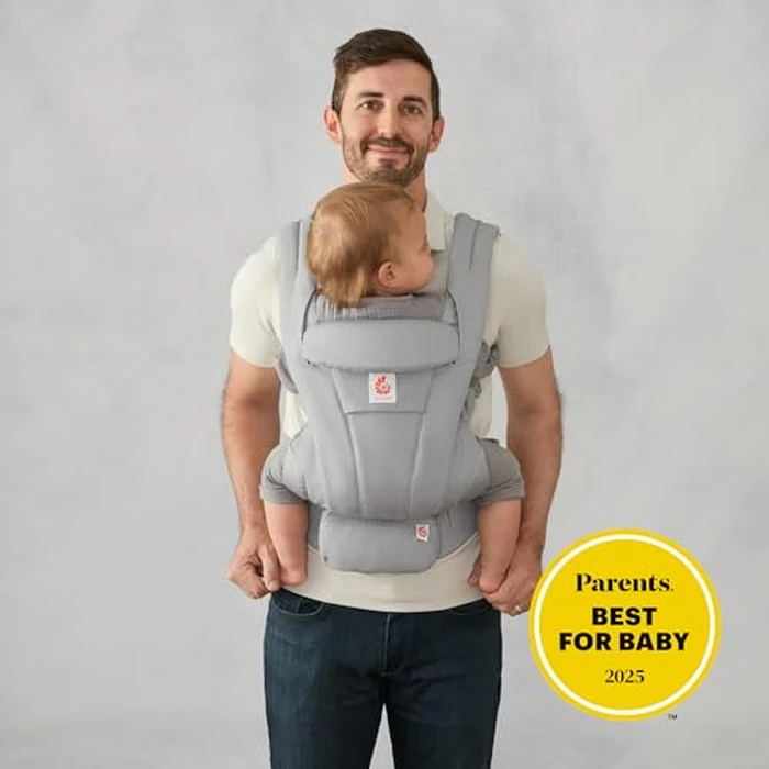 Ergobaby Omni Deluxe Baby Carrier for Newborn to Toddlers 0-48 Months (7-45 lbs) - 4-Position 100% Premium Cotton Baby Carrier with Ergonomic Support, Storage Pockets, and Sun Hood - Pearl Grey by Ergobaby - Image 1