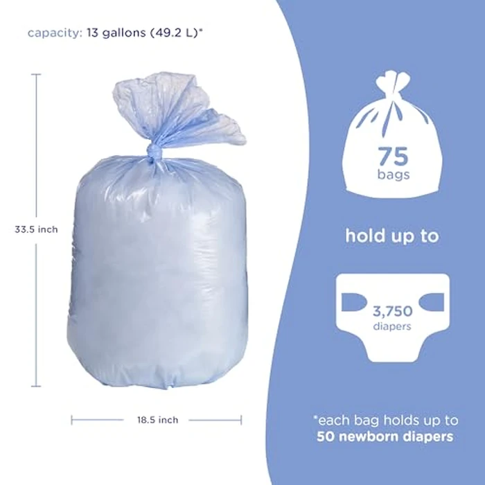 Ubbi Disposable Diaper Pail Plastic Bags, Value Pack, 75 Count, 13-Gallon Bags by Ubbi - Image 5