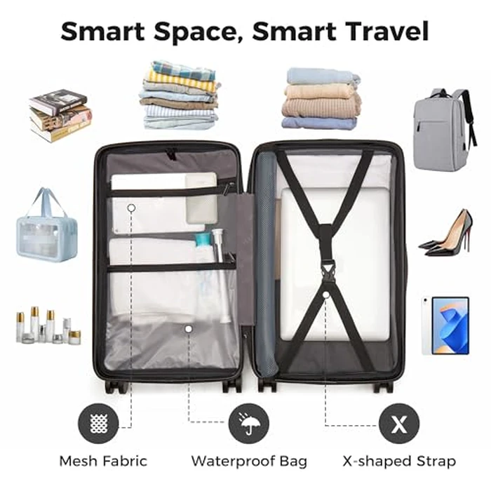 Hulsin 20 Inch Carry on Luggage, Hardside Lightweight Spinner Suitcase with TSA Lock, 22x14x9 Airline Approved Hard Shell Travel Suitcase with Wheels, Scratch Resistant, Black by Hulsin - Image 5