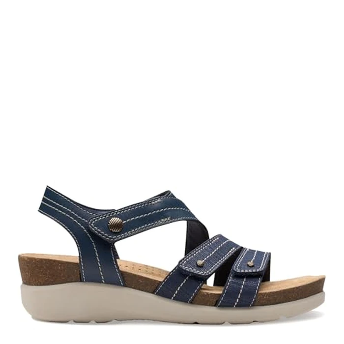 Clarks Collection Women's Calenne Clara Wedge Sandal, Navy Combi, 7 W US by Clarks - Image 2