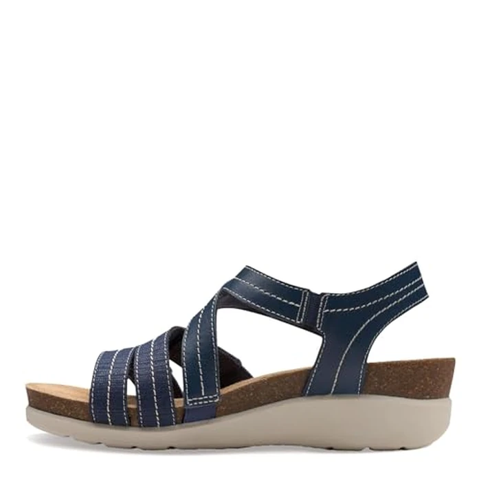 Clarks Collection Women's Calenne Clara Wedge Sandal, Navy Combi, 7 W US by Clarks - Image 3