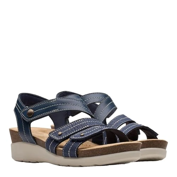 Clarks Collection Women's Calenne Clara Wedge Sandal, Navy Combi, 7 W US by Clarks - Image 5