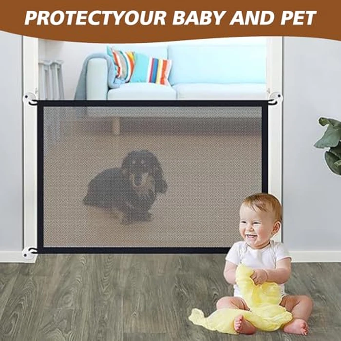 Dog Gate for Stairs Pet Gates for The House: for Stairs Dog Door Barrier Portable Pet Gate Pet Stair Gate No Drilling Required for Stairs, Doorways and Hallways (70.8 * 28.3 Inches) Black by LDFAWJM - Image 6
