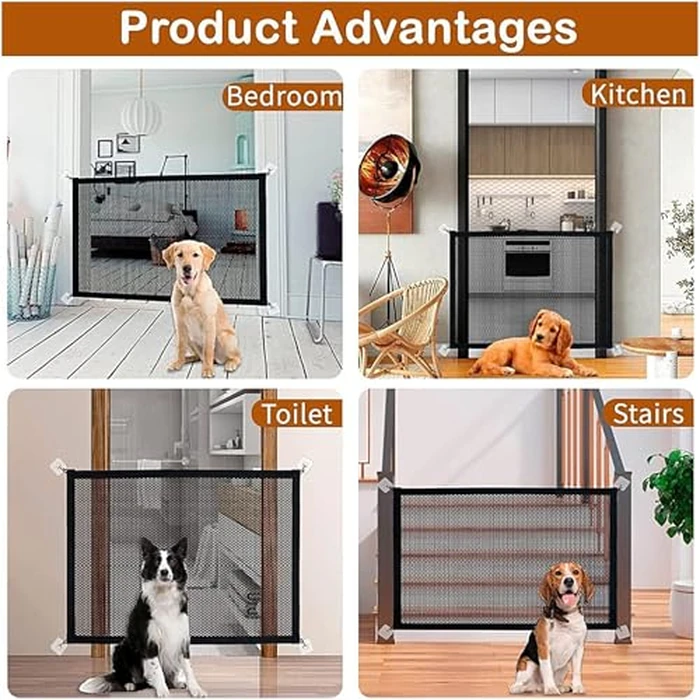 Dog Gate for Stairs Pet Gates for The House: for Stairs Dog Door Barrier Portable Pet Gate Pet Stair Gate No Drilling Required for Stairs, Doorways and Hallways (70.8 * 28.3 Inches) Black by LDFAWJM - Image 7