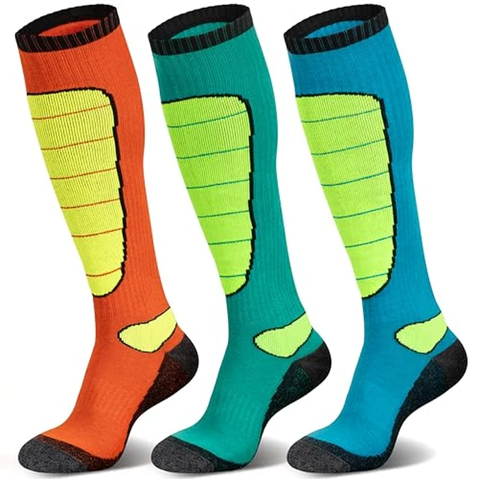 Hylaea Merino Wool Ski Socks - Cold Weather Thermal Knee High Warm Socks for Snowboarding, Snow, Winter, Hunting, Outdoor Sports - Fluorescent Color Medium by Hylaea - Used - Very Good condition
